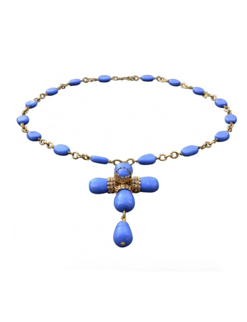 Collier Croix bleu MARGUERITE DE VALOIS