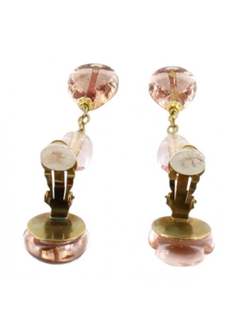 Clips d'oreilles MARGUERITE de VALOIS plaqué or et pâte de verre 