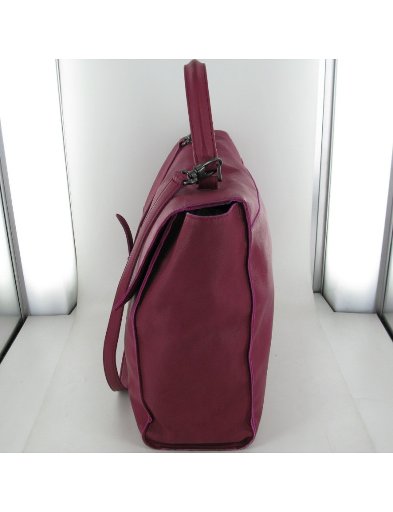 Sac cuir framboise BALMAIN