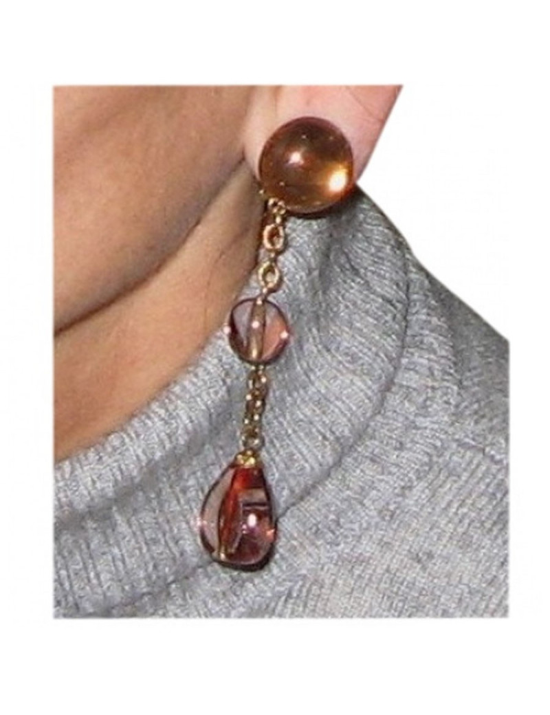 Clips d'oreilles MARGUERITE de VALOIS plaqué or et pâte de verre 