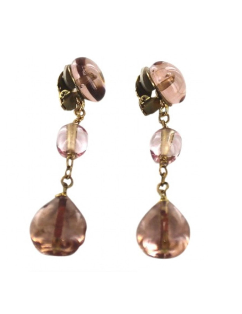 Clips d'oreilles MARGUERITE de VALOIS plaqué or et pâte de verre 