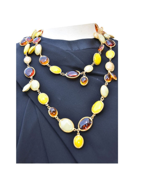 Sautoir cabochons MARGUERITE DE VALOIS en pâte de verre