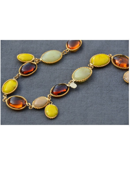 Sautoir cabochons MARGUERITE DE VALOIS en pâte de verre