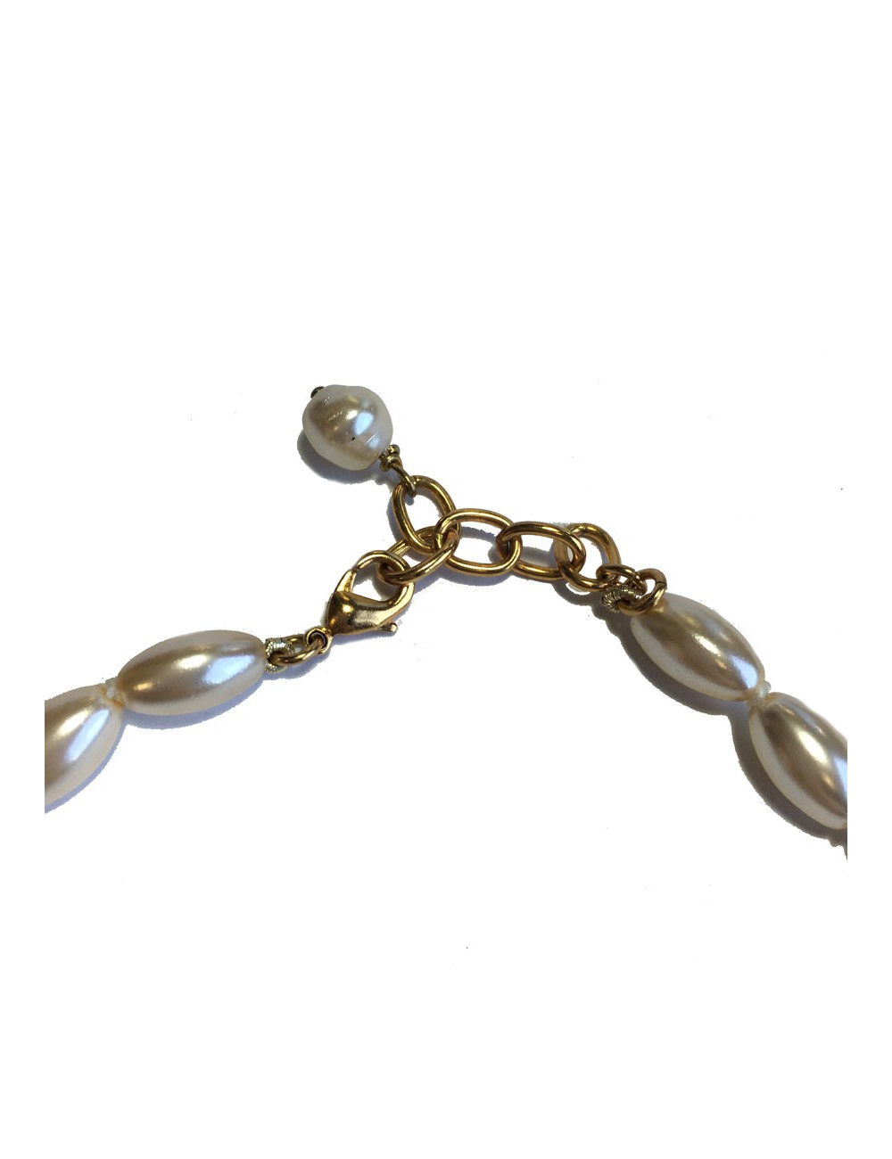 Collier MARGUERITE DE VALOIS papillon en perles en pâte de verre nacrée, bleue et strass 