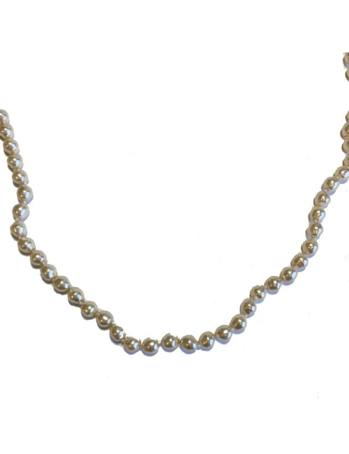 MARGUERITE DE VALOIS baroque mother-of-pearl molten glass beads long necklace