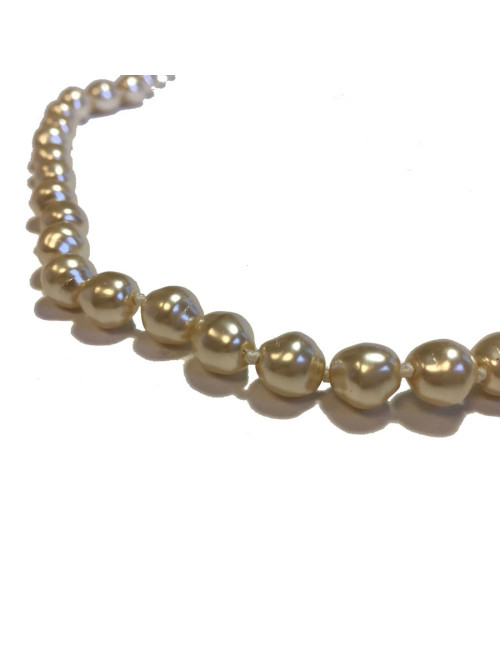 MARGUERITE DE VALOIS baroque mother-of-pearl molten glass beads long necklace