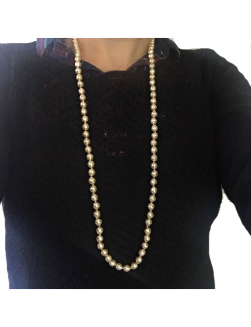 MARGUERITE DE VALOIS baroque mother-of-pearl molten glass beads long necklace