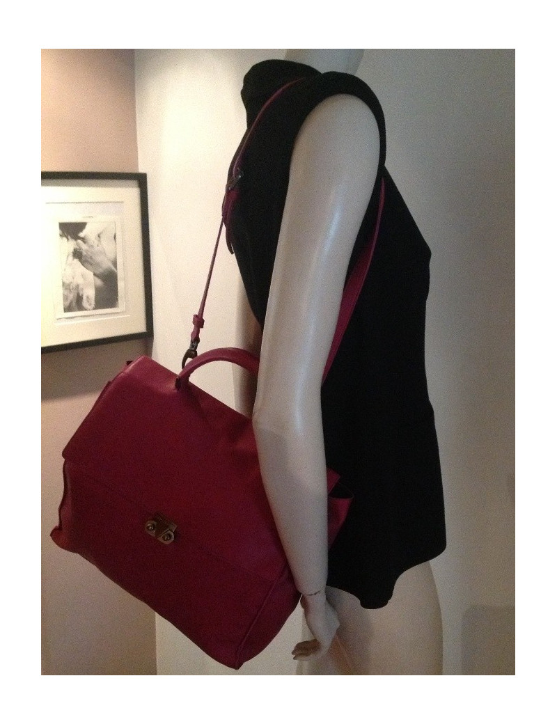 Sac cuir framboise BALMAIN