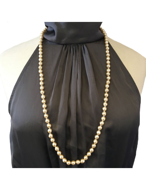 MARGUERITE DE VALOIS baroque mother-of-pearl molten glass beads long necklace