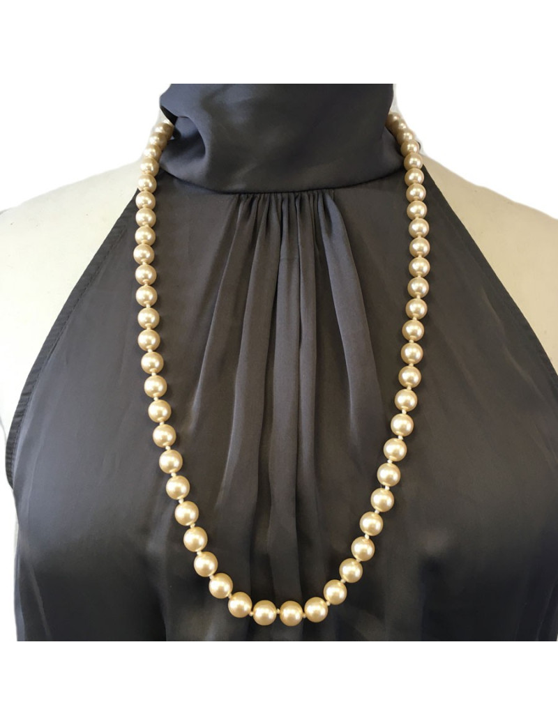 xxx Collier MARGUERITE DE VALOIS perles nacrées en pâte de verre
