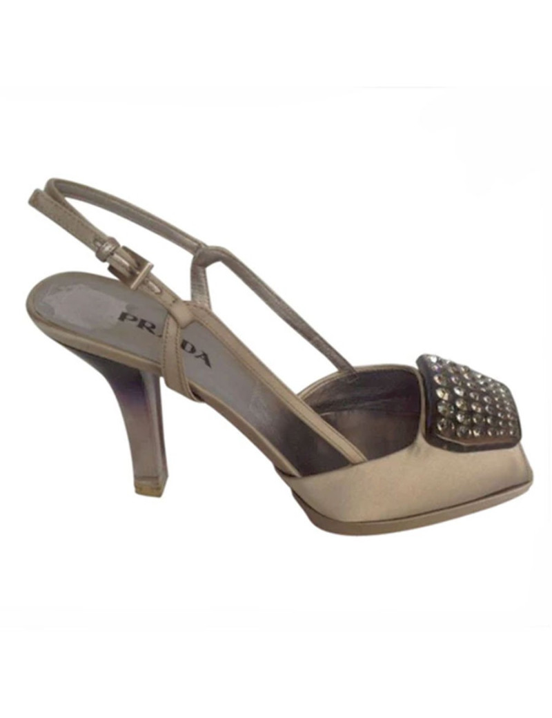 High Sandals PRADA T39.5 silk satin