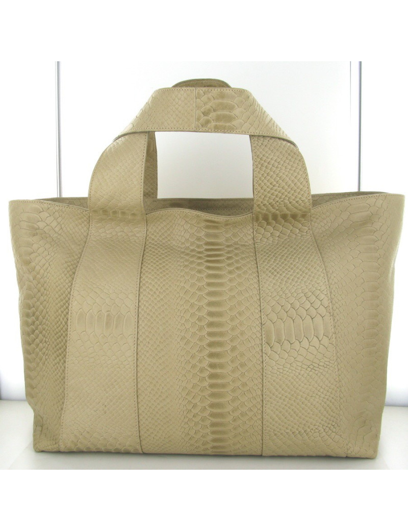 Cabas en cuir façon python beige BALMAIN