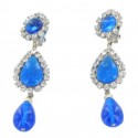 Ear clips MARGUERITE de VALOIS silver, sapphire glass and strass