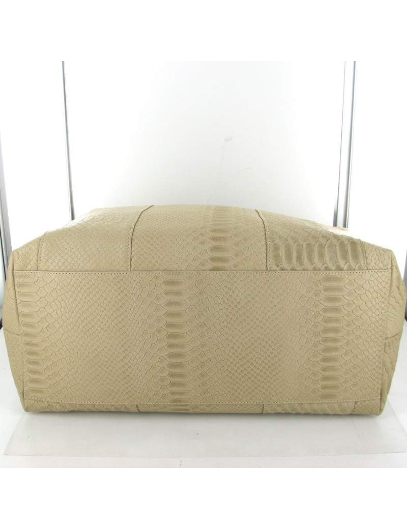 Cabas en cuir façon python beige BALMAIN