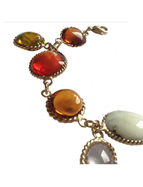 MARGUERITE DE VALOIS large molten glass cabochons bracelet