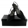 Sandales Couture T 36.5 CHANEL soie perles noires
