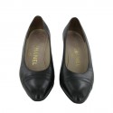 CHANEL shoes 36.5 T black lambskin