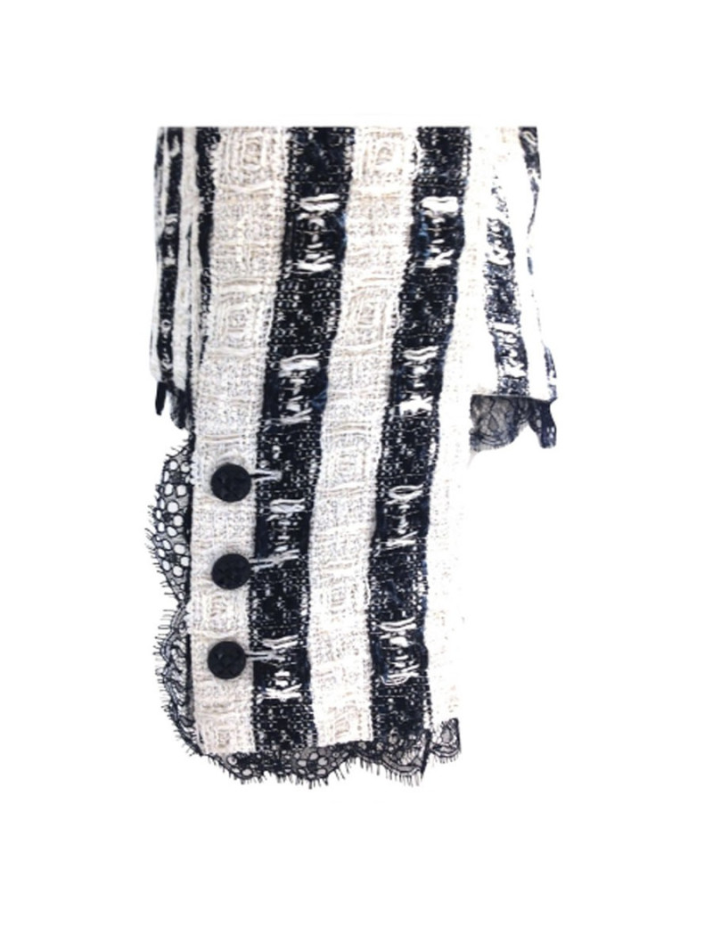 Jacket CHANEL tweed and lace Lesage black and Ecru T40