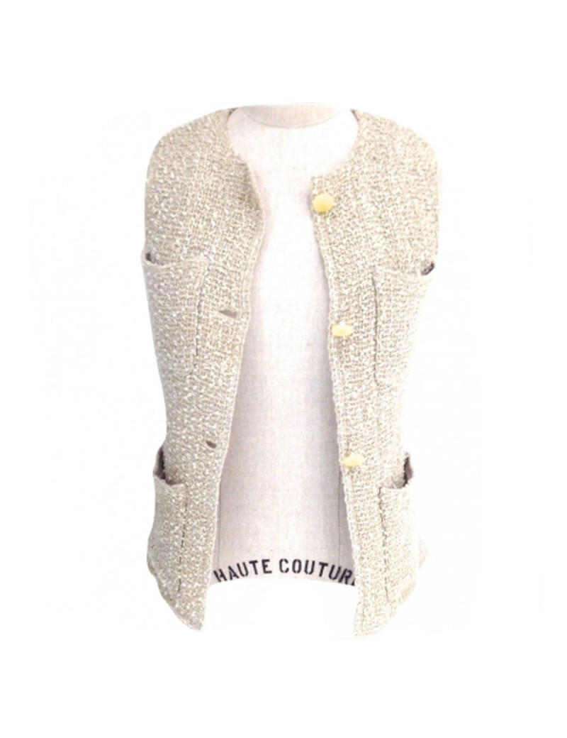 Veste CHANEL sans manches en tweed T 36