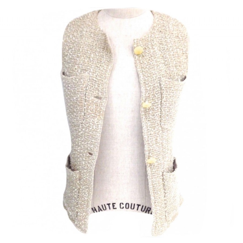 CHANEL jacket sleeveless tweed T 36 - VALOIS VINTAGE PARIS