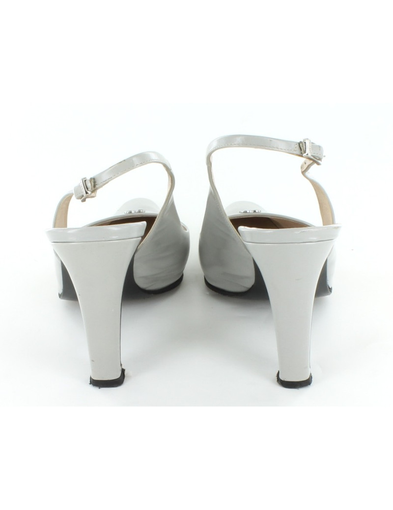 Escarpins CHANEL en cuir gris souris T 36,5 