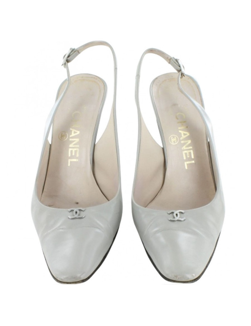 Escarpins CHANEL en cuir gris souris T 36,5 