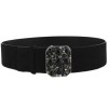 CHANEL belt loop black velvet jewel black and silver calfskin