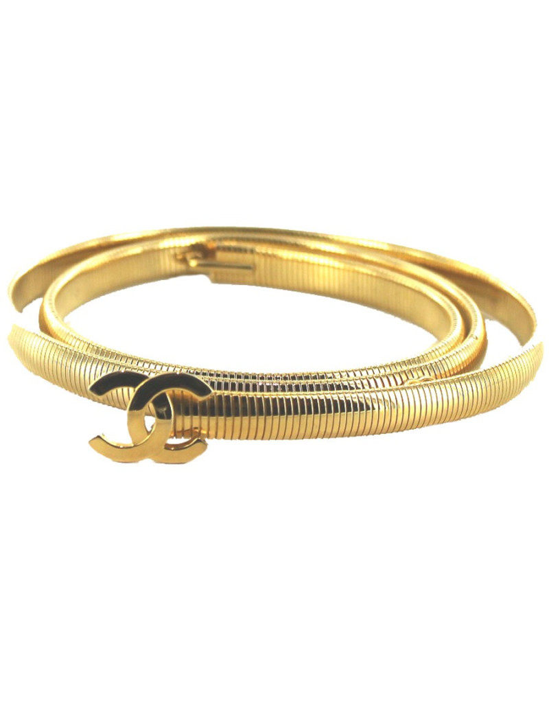 Ceinture CHANEL maille serpent articulée en métal doré