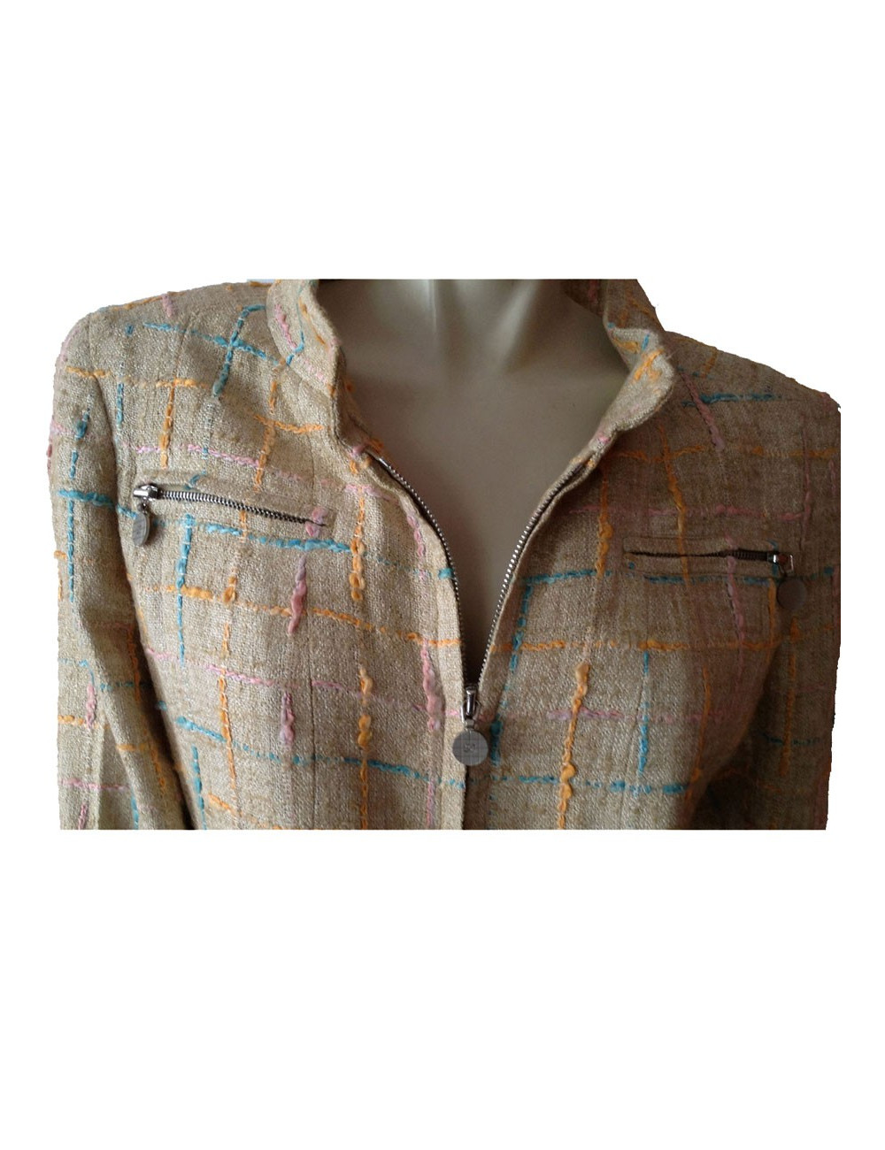 Manteau CHANEL en tweed beige