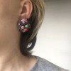 Boucles d'oreille clips MARGUERITE DE VALOIS en pâte de verre multicolore