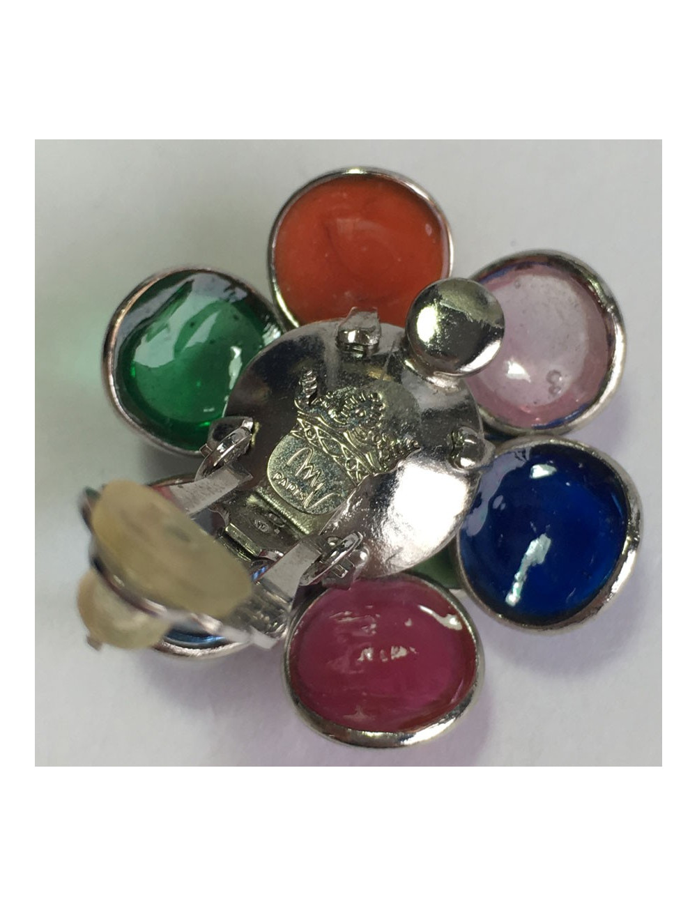 MARGUERITE DE VALOIS multicolor molten glass flower clip-on earrings