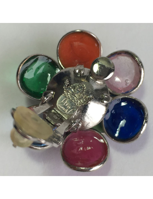 MARGUERITE DE VALOIS multicolor molten glass flower clip-on earrings