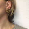 Boucles d'oreille clips MARGUERITE DE VALOIS fleur en pâte de verre couleur ambre