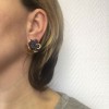 MARGUERITE DE VALOIS 'Fleurette' clip-on earrings in blue molten glass 