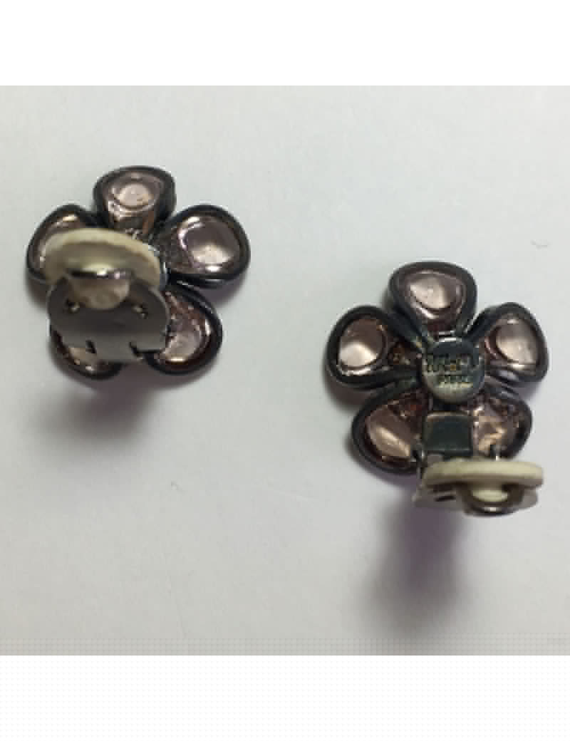 xxx Boucles d'oreille clips MARGUERITE DE VALOIS fleurette en pâte de verre transparente