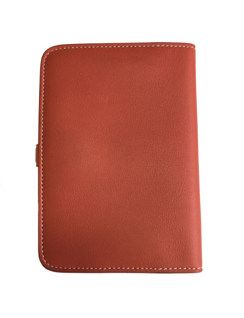 Portefeuille HERMES Dogon compact bicolore sanguine et crevette en veau swift