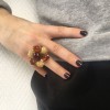 Ring Margaret of VALOIS T51 flower glass amber and beige paste mixed up