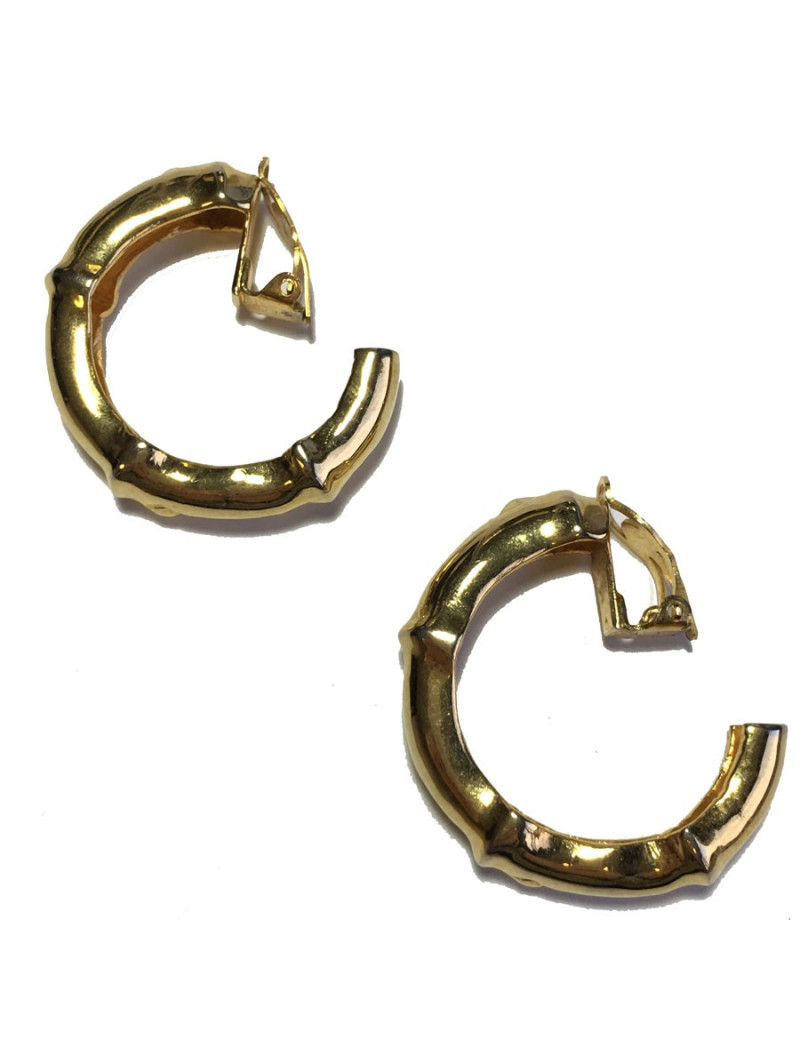 HERMES Vintage creoles clip-on earrings in gold plated metal