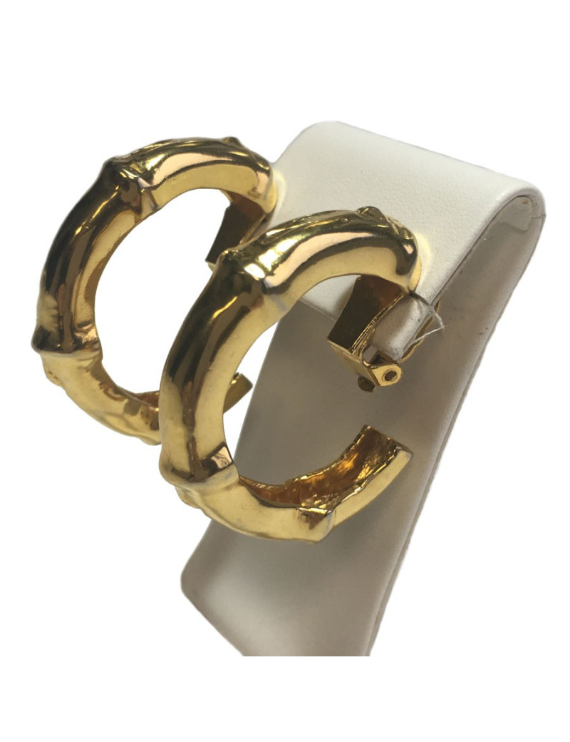 HERMES Vintage creoles clip-on earrings in gold plated metal