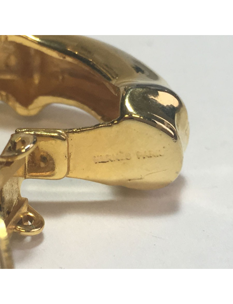 HERMES Vintage creoles clip-on earrings in gold plated metal