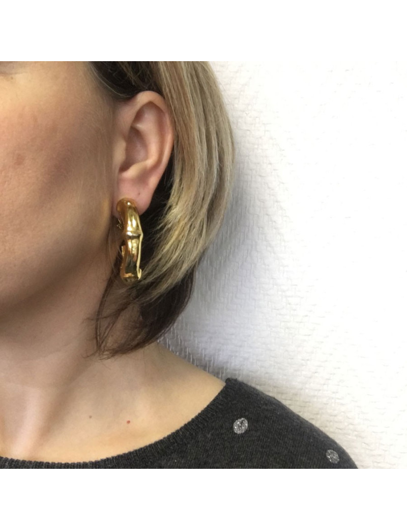 HERMES Vintage creoles clip-on earrings in gold plated metal