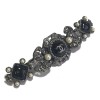 Barrette CHANEL metal silver Pearly pearls, rhinestones and speckled black glass paste