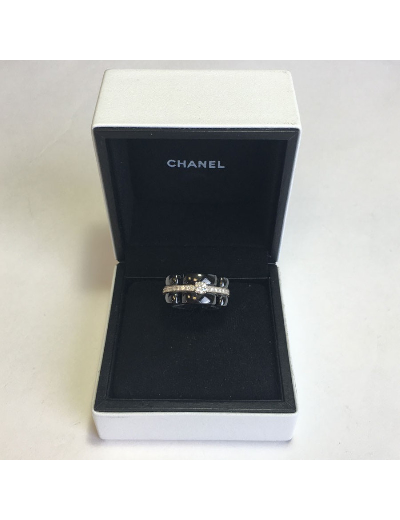 Bague Ultra CHANEL T51 en céramique noir et diamants