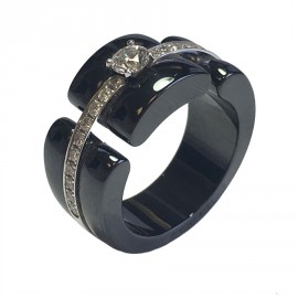 CHANEL ring, 'Ultra'model in 18 carat white gold, black ceramic and diamonds