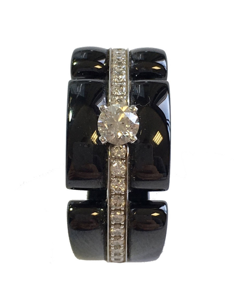 Bague Ultra CHANEL T51 en céramique noir et diamants