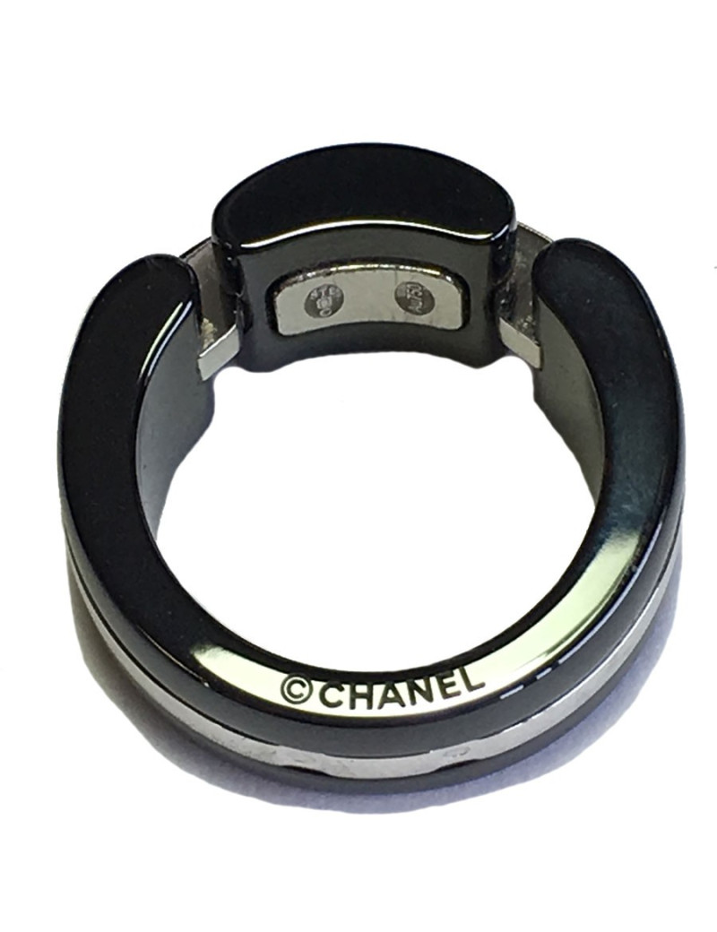 Bague Ultra CHANEL T51 en céramique noir et diamants