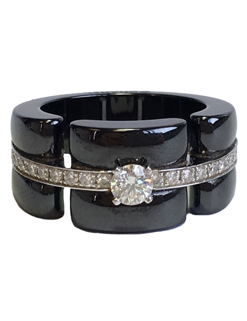 Bague Ultra CHANEL T51 en céramique noir et diamants