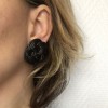 Clips interlaced ruthenium metal earrings