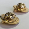 Boucles d'oreille Clips CELINE Vintage demi-sphère en métal doré et strass