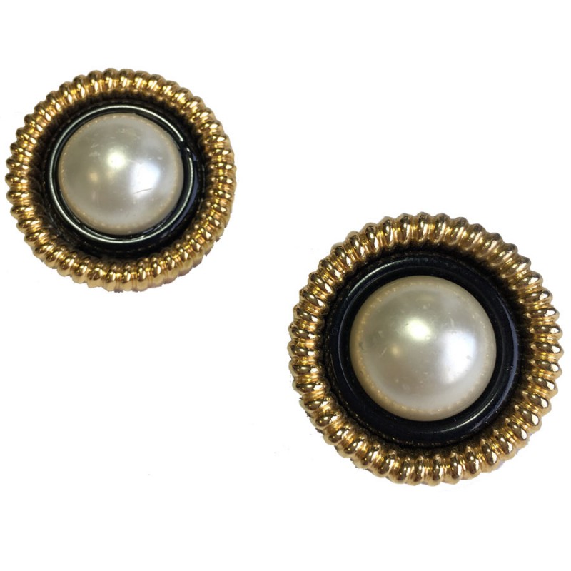 Chanel Vintage Round Clip Earrings Golden Goldplated ref190904  Joli  Closet
